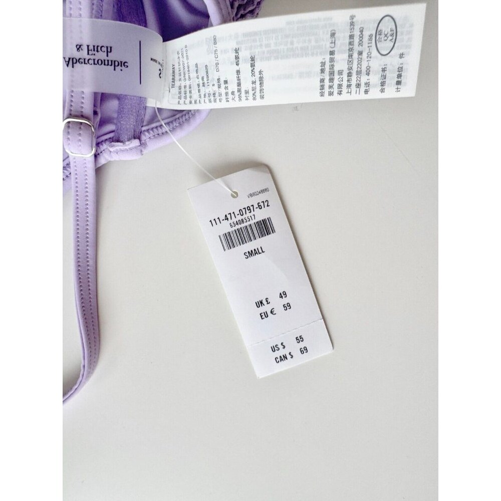 NWT ABERCROMBIE & FITCH Continuous Underwire Lilac Purple Bikini Top, Size S - Picture 8 of 10